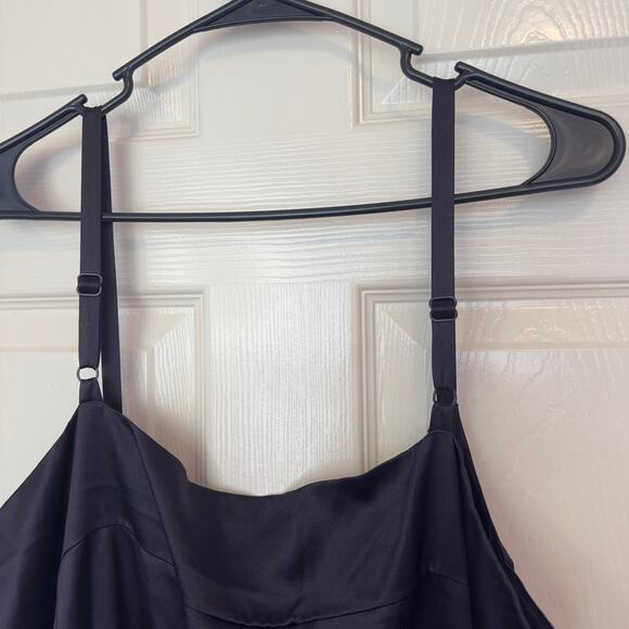 Eileen Fisher 100% Silk Crepe Back Satin Dress Purple Size XL Pockets Elegant - Picture 3 of 10